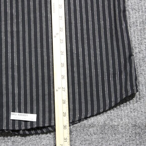 Wrangler Western Button Down Shirt Men M Black Striped Silver Threads Pearl Snap - Picture 8 of 8